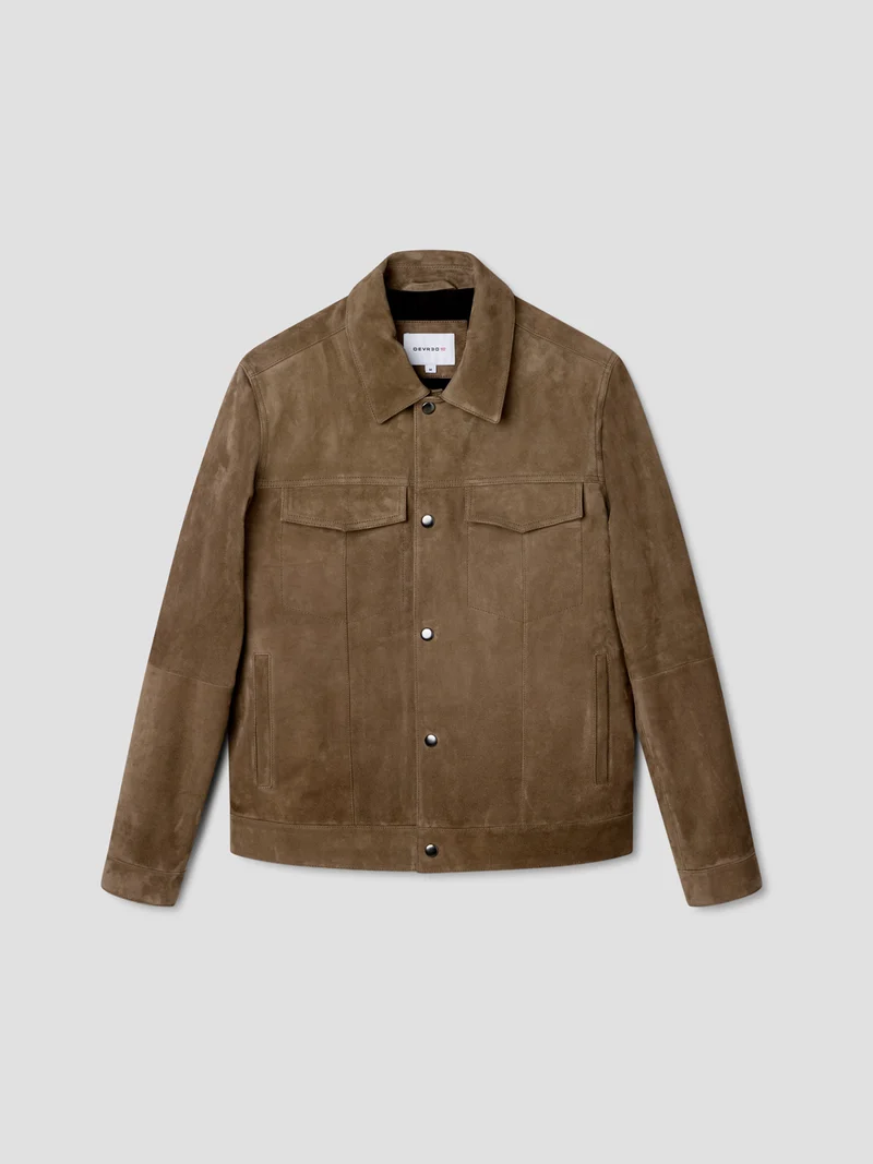 Blouson en cuir col chemise