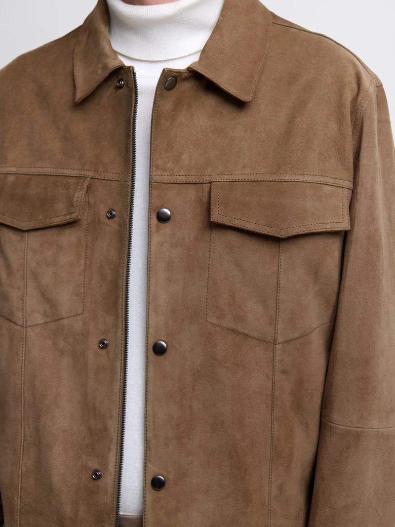 Blouson en cuir col chemise