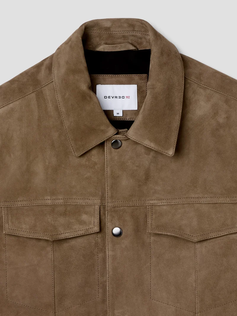 Blouson en cuir col chemise