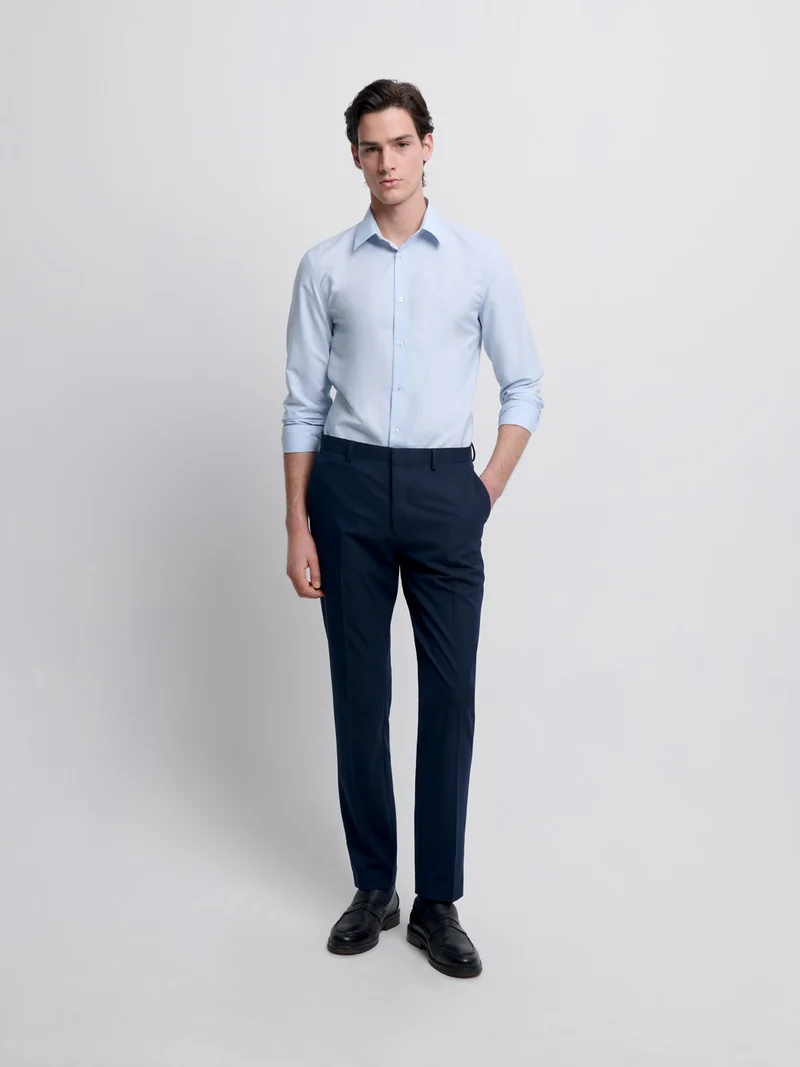 Chemise slim en coton double retors