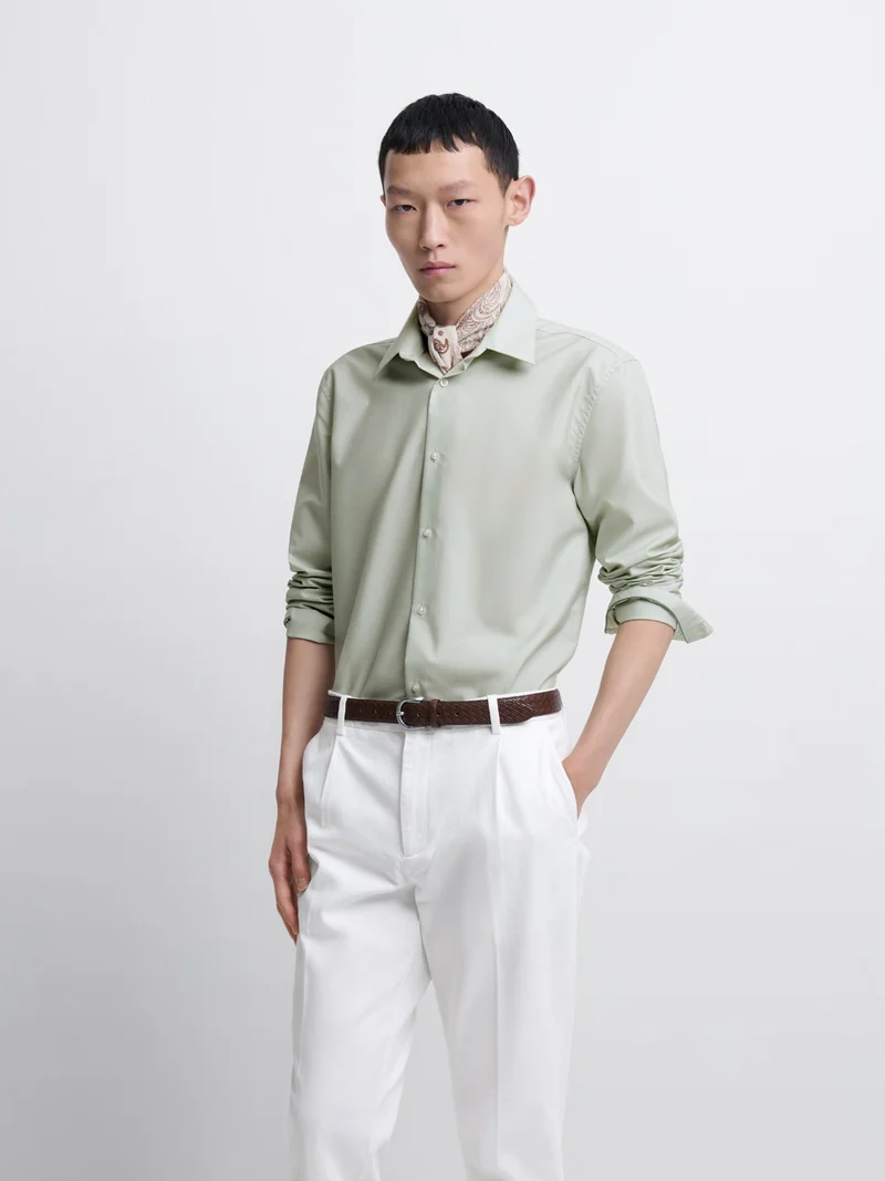 Chemise slim en coton double retors