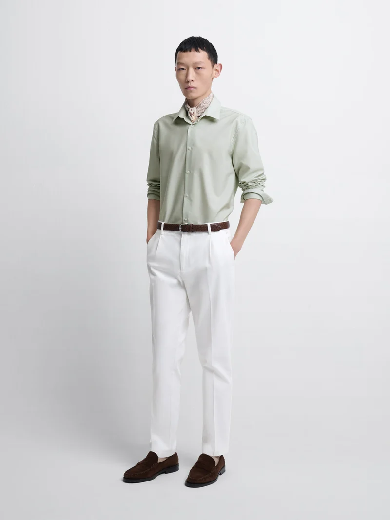 Chemise slim en coton double retors