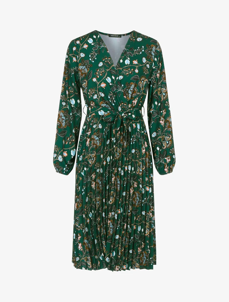 Robe à imprimé fleurs d'automne baroques - Vert foncé