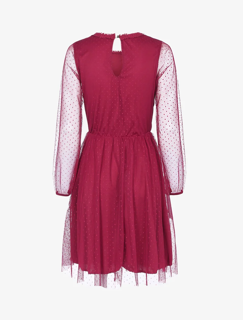 Robe patineuse en tulle et crochet - Bordeaux