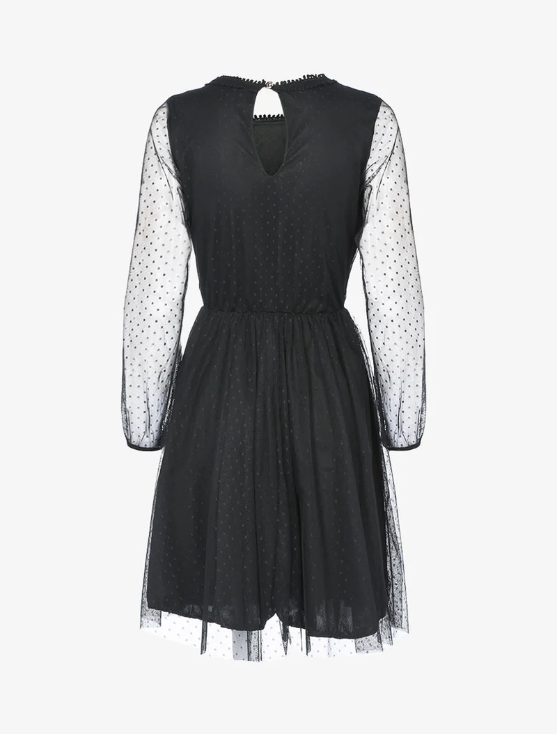 Robe patineuse en tulle et crochet - Noir