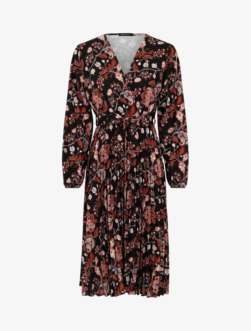 Robe à imprimé fleurs d'automne baroques - Noir