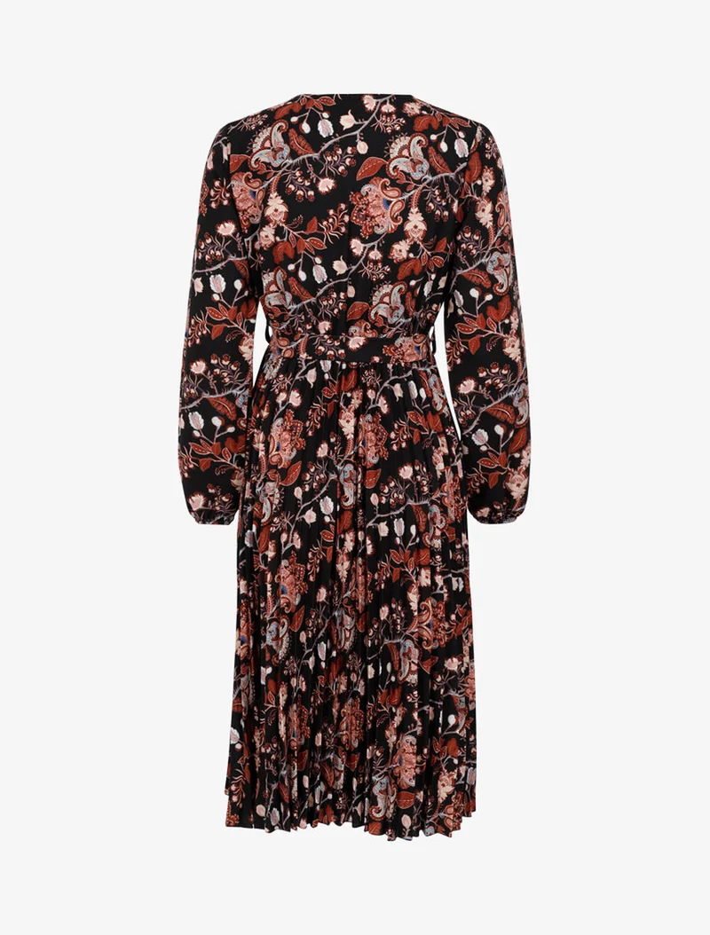 Robe à imprimé fleurs d'automne baroques - Noir