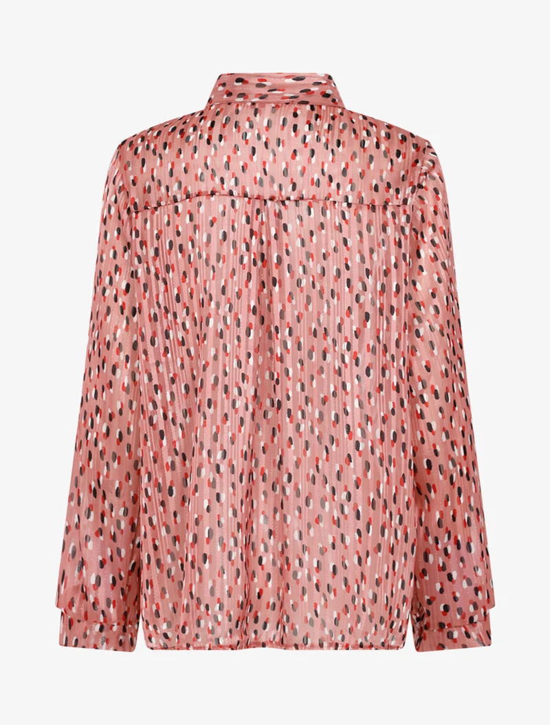 Blouse transparente imprimé à col lavallière - Rose