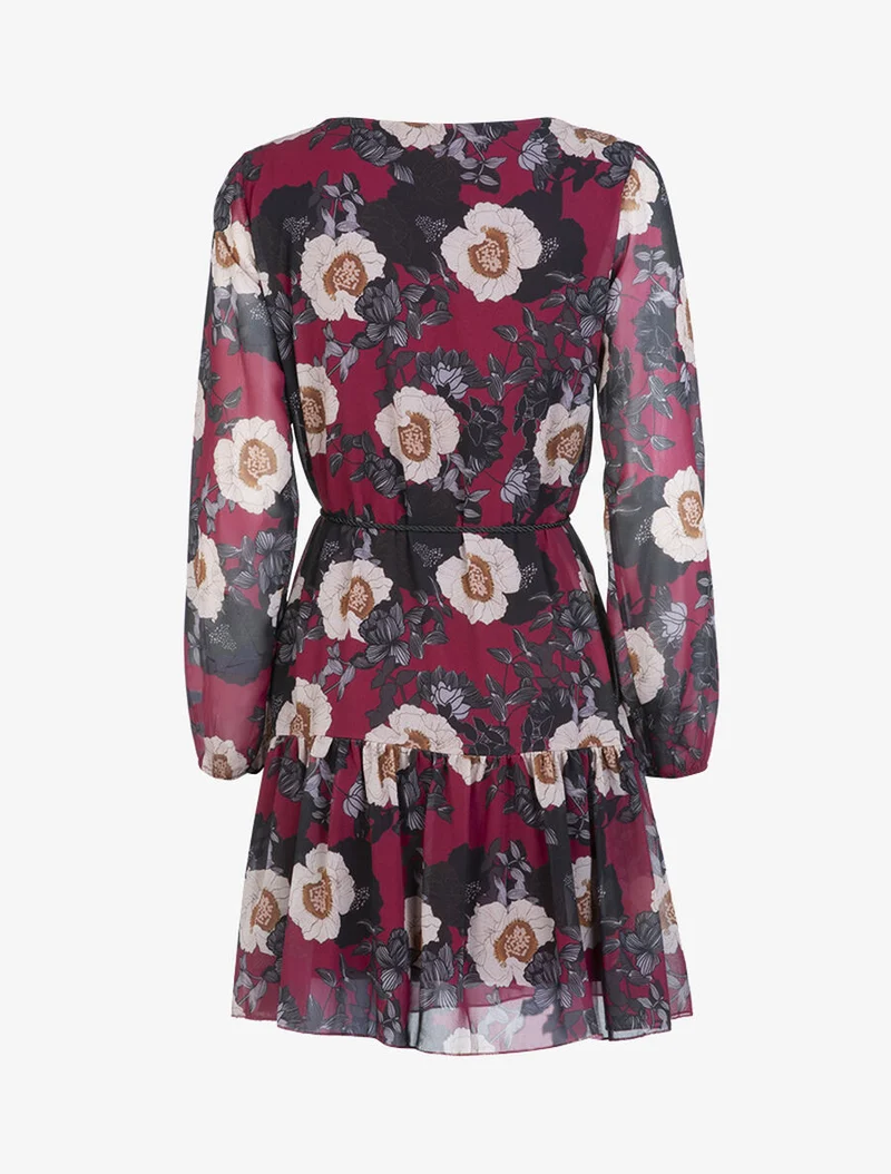Robe en voile à imprimé floral - Lie de vin