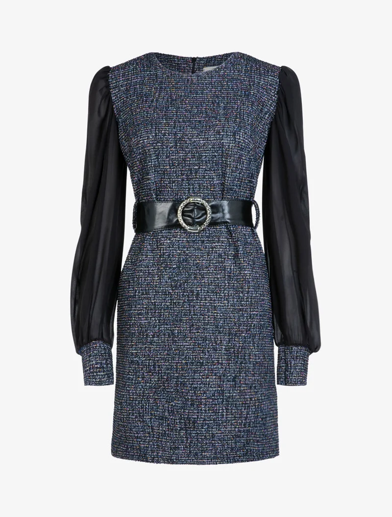 Robe en maille texturée multicolore - Marine