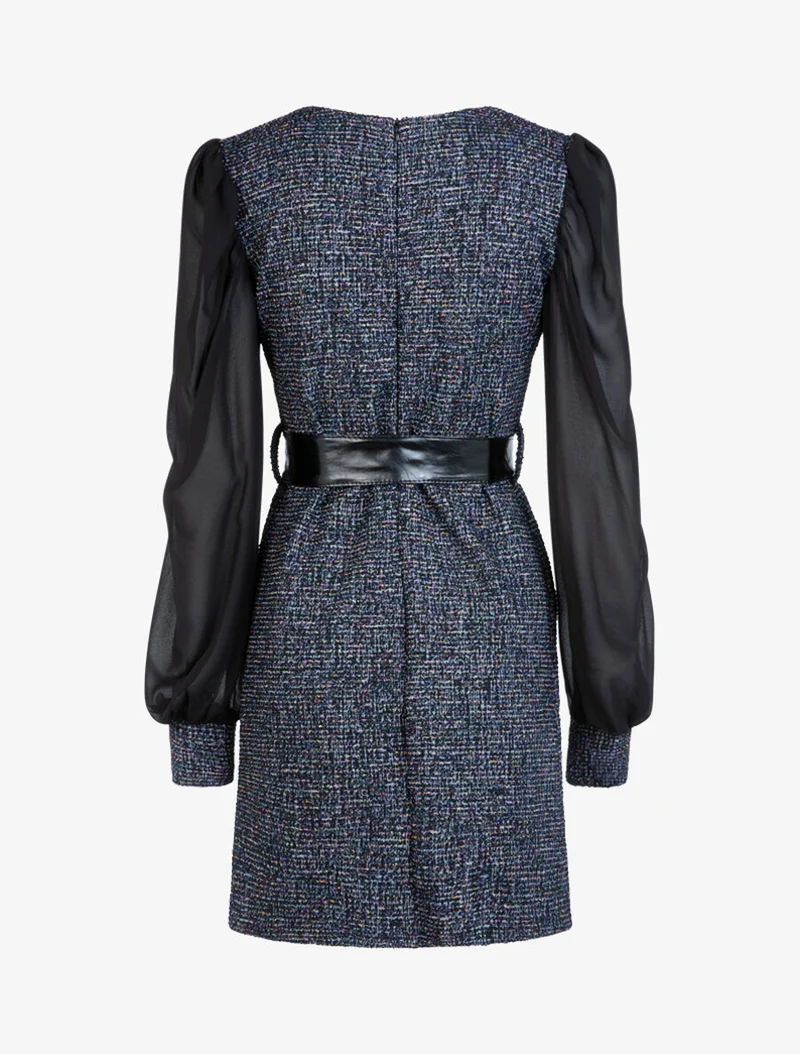 Robe en maille texturée multicolore - Marine