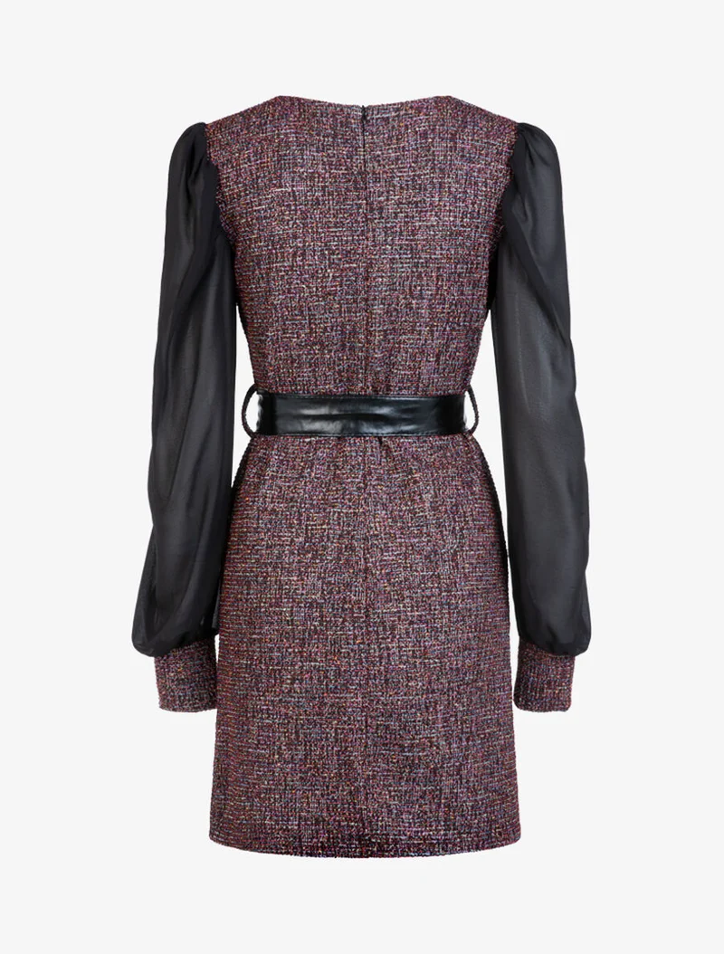 Robe en maille texturée multicolore - Rouge