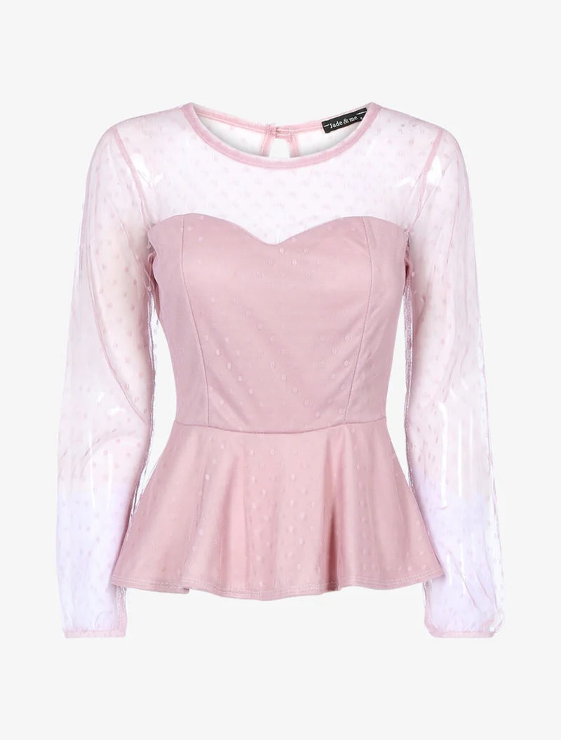 Top coupe péplum à pois - Rose