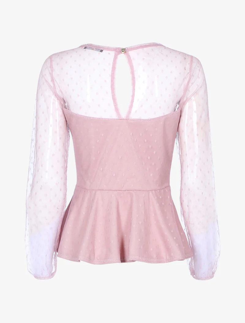Top coupe péplum à pois - Rose