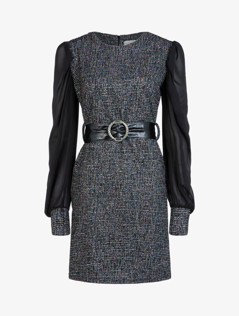 Robe en maille texturée multicolore - Noir