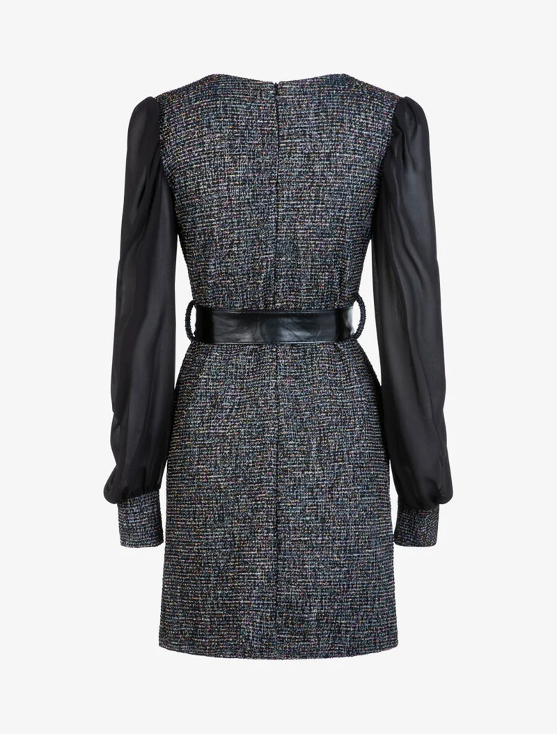 Robe en maille texturée multicolore - Noir