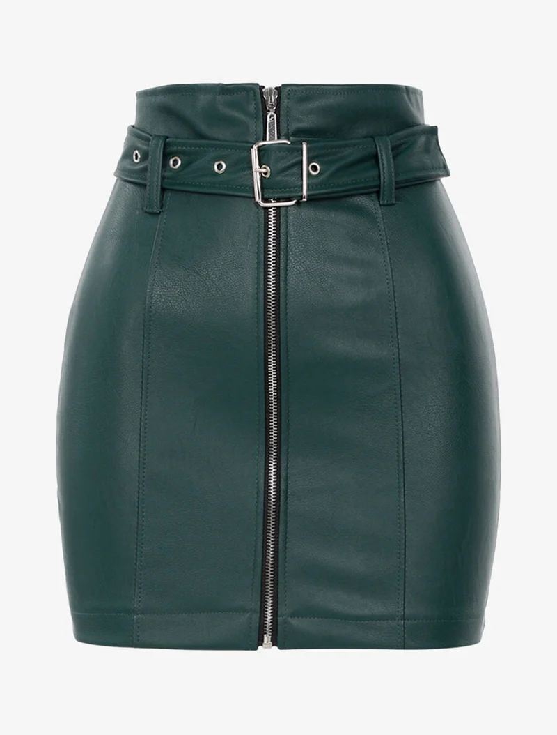 Mini jupe zippée - Vert