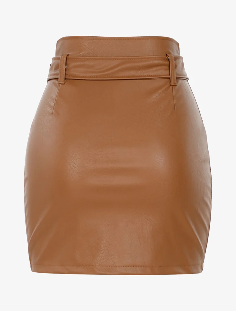 Mini jupe zippée - Camel