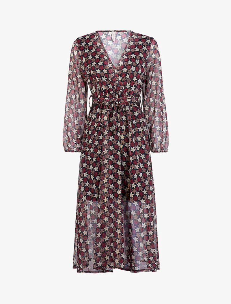 Robe longue à imprimé fleuri - Bordeaux