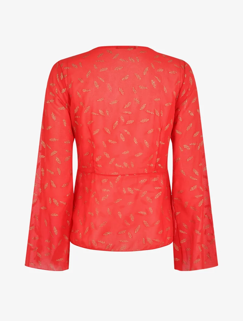 Top à imprimé feuilles irisées - Rouge