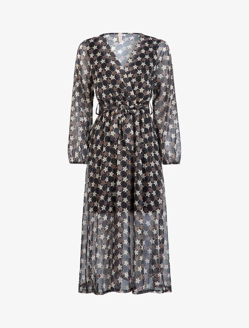 Robe longue à imprimé fleuri - Noir