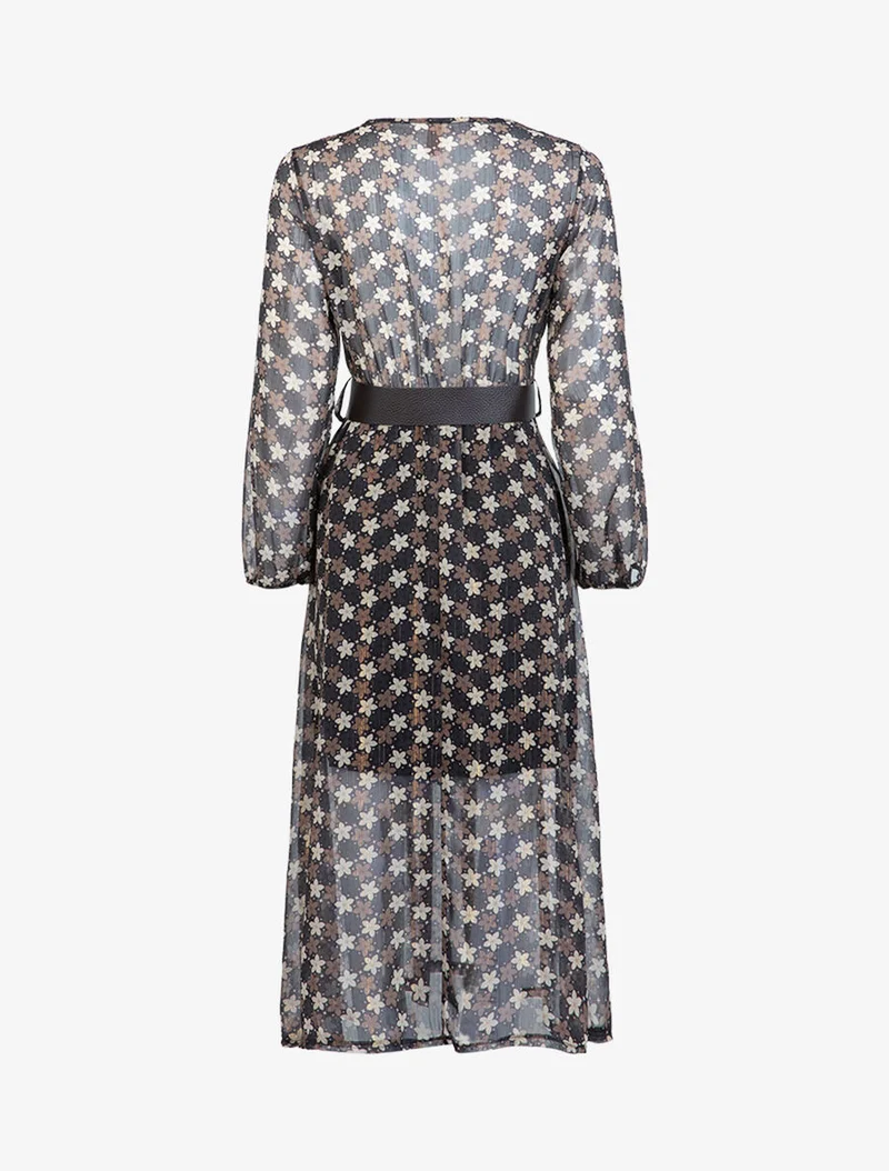 Robe longue à imprimé fleuri - Noir