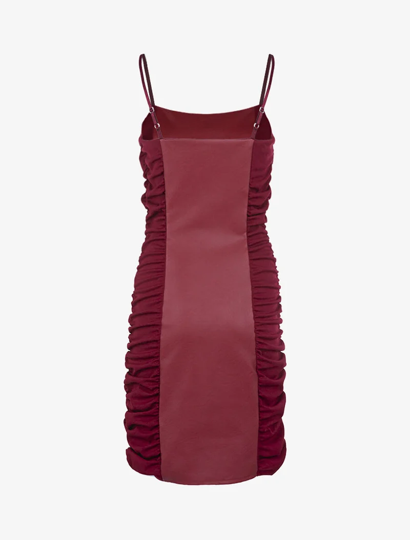 Robe fourreau bi matière - Bordeaux
