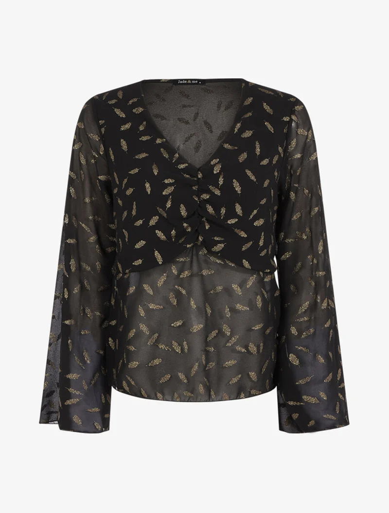 Top à imprimé feuilles irisées - Noir