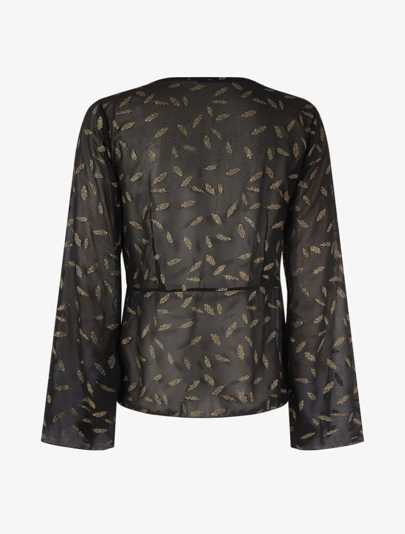Top à imprimé feuilles irisées - Noir