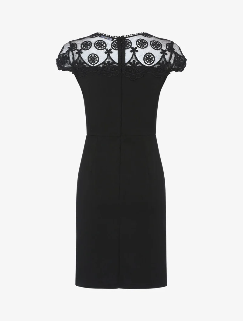 Robe fourreau à haut de buste dentelle - Noir