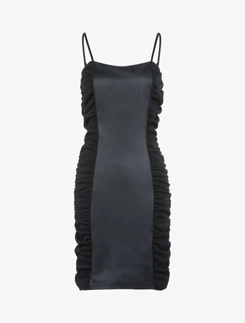 Robe fourreau bi matière - Noir
