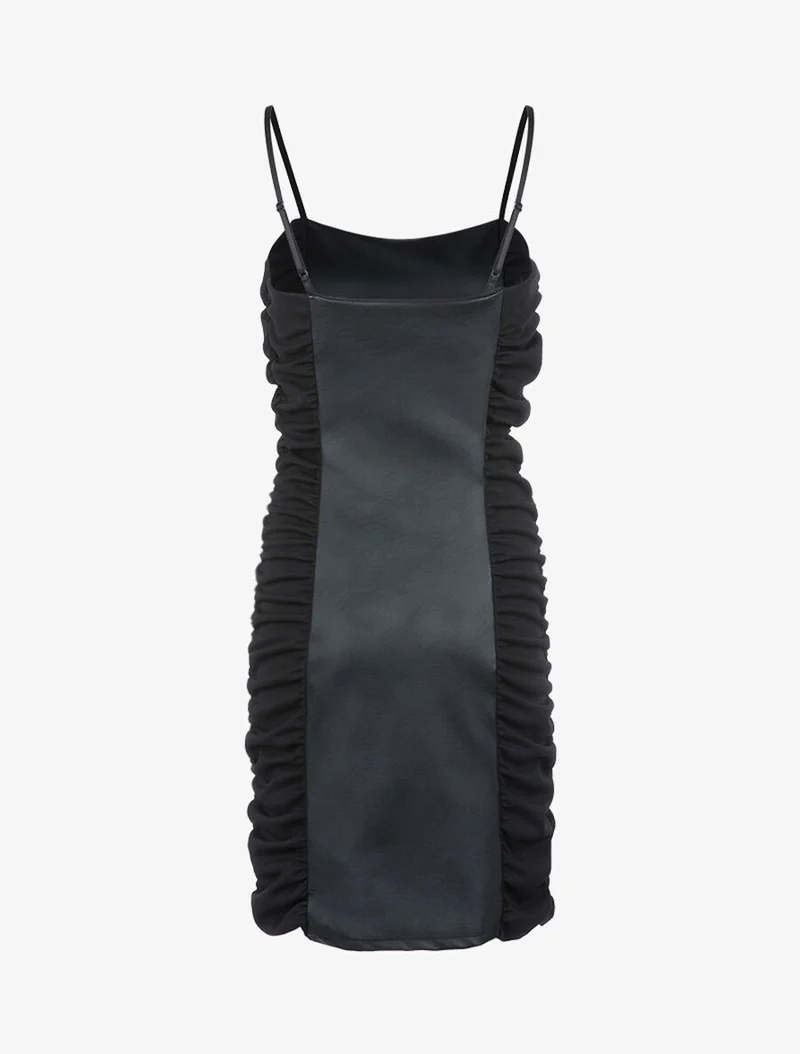 Robe fourreau bi matière - Noir