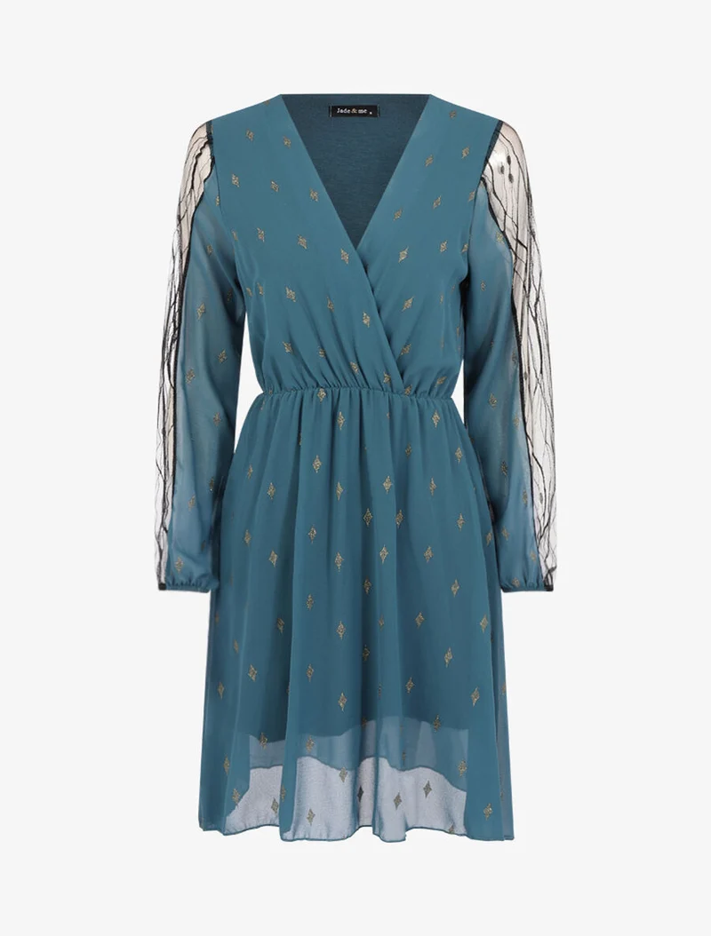 Robe à imprimé losanges irisés - Bleu pétrole