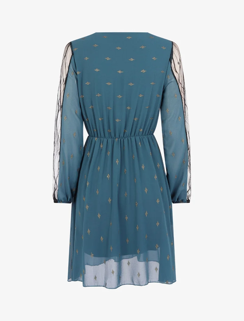 Robe à imprimé losanges irisés - Bleu pétrole