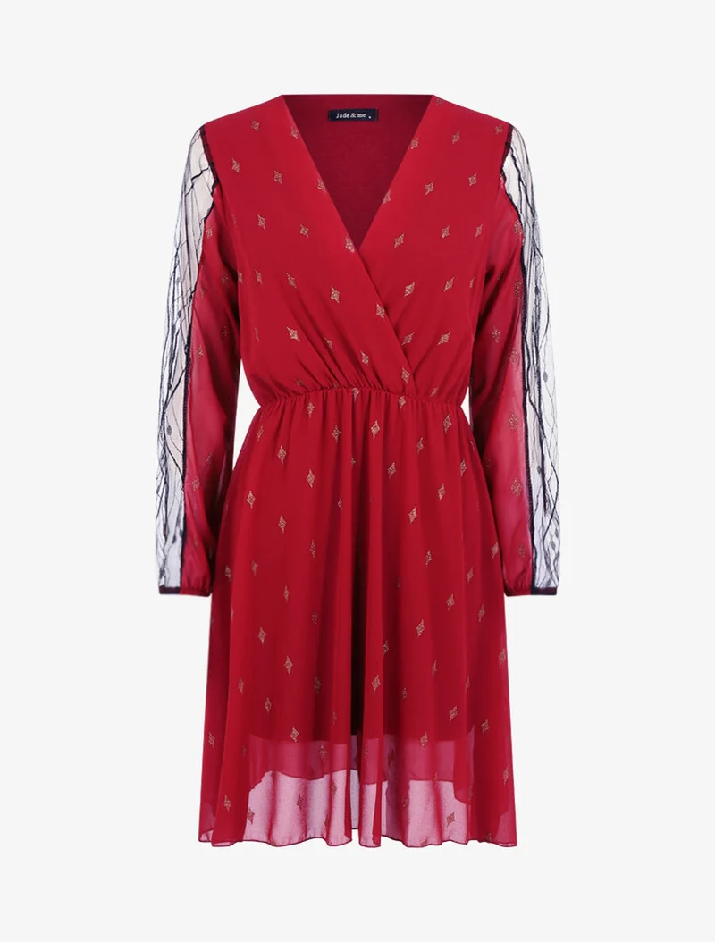 Robe à imprimé losanges irisés - Bordeaux