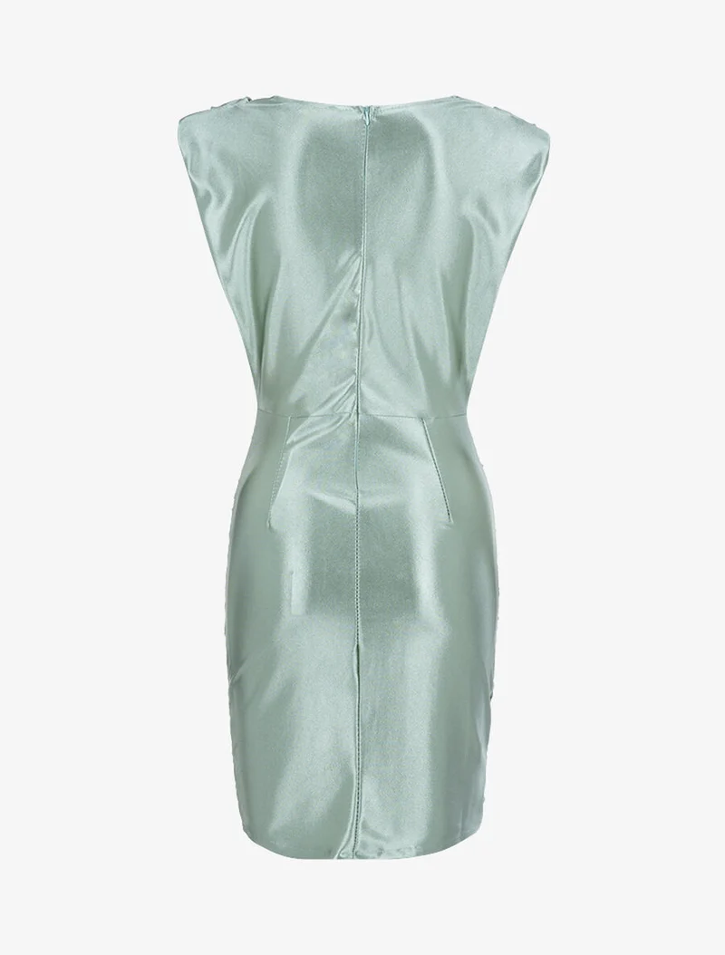 Robe style 80's satinée - Vert d'eau