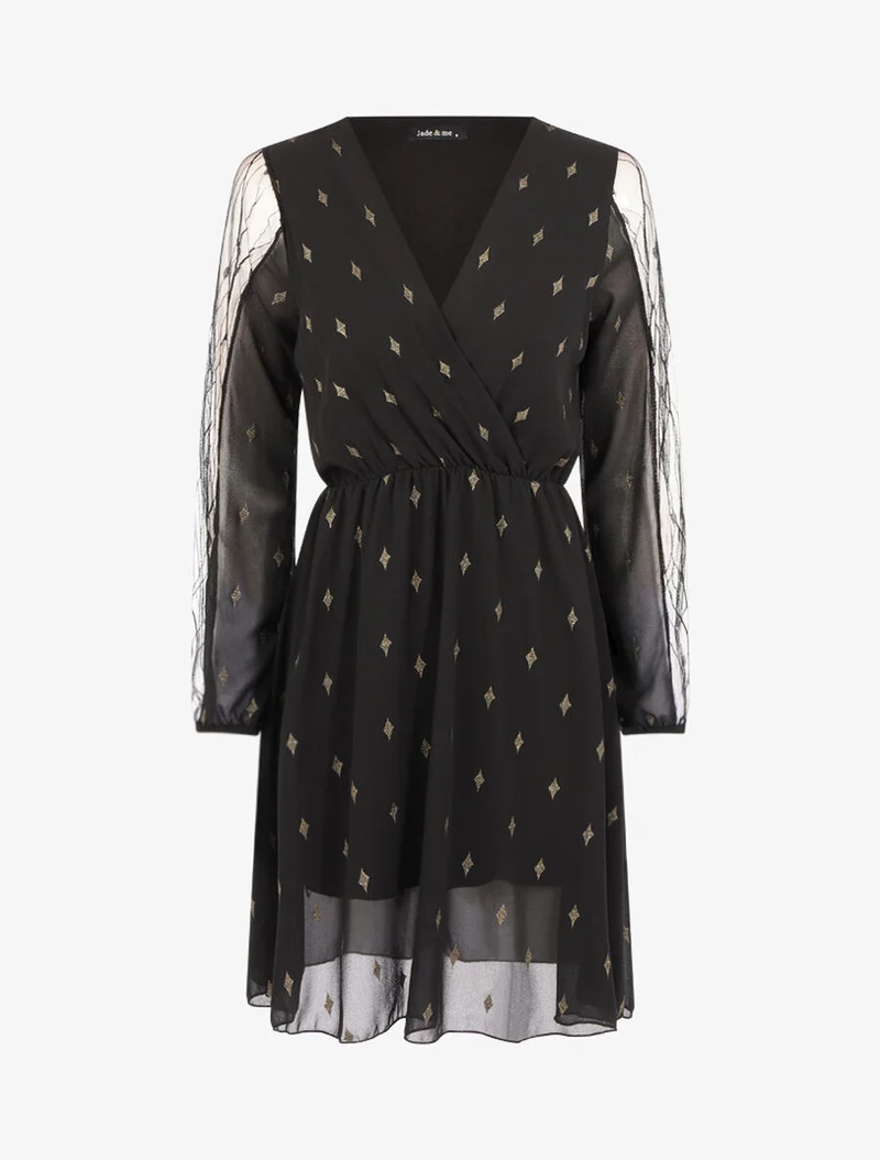 Robe à imprimé losanges irisés - Noir