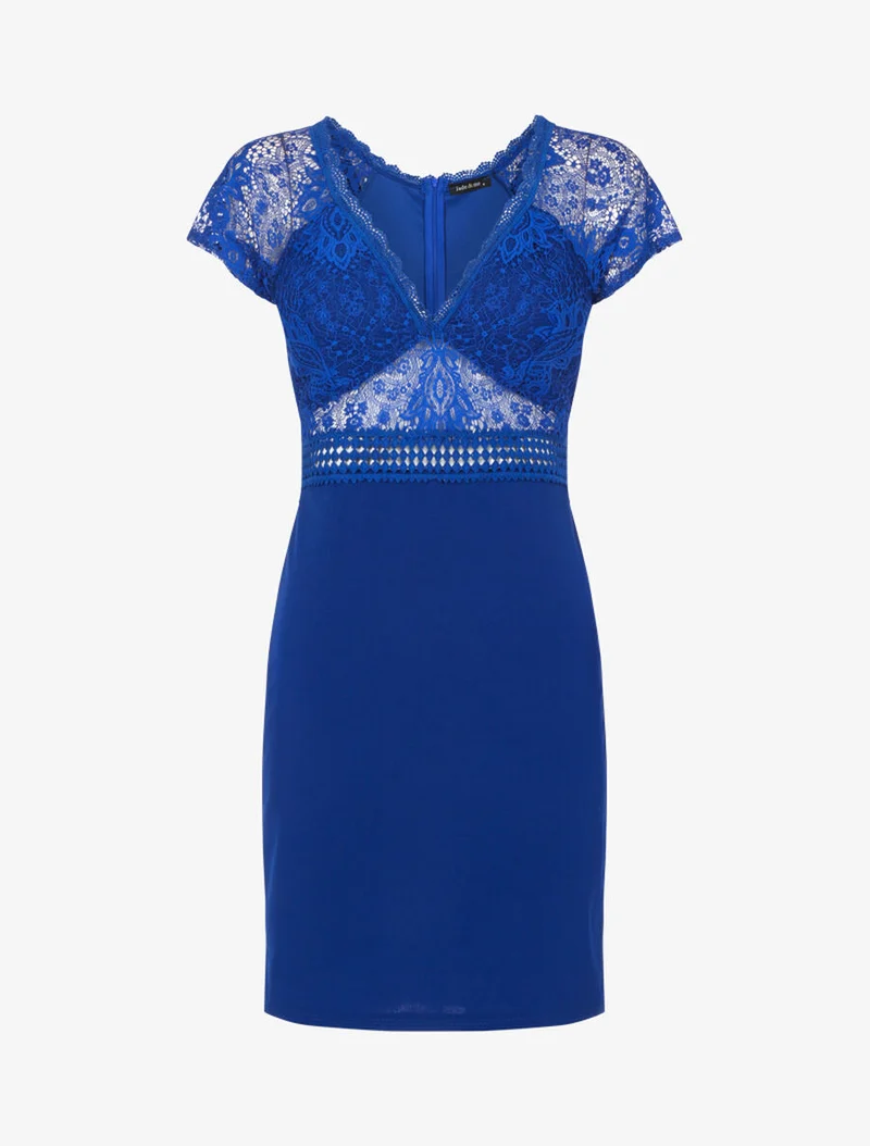 Robe fourreau à buste ajourée - Bleu roi