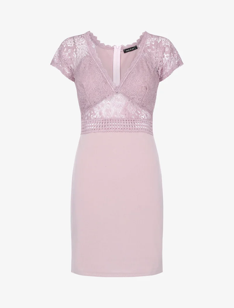 Robe fourreau à buste ajourée - Rose
