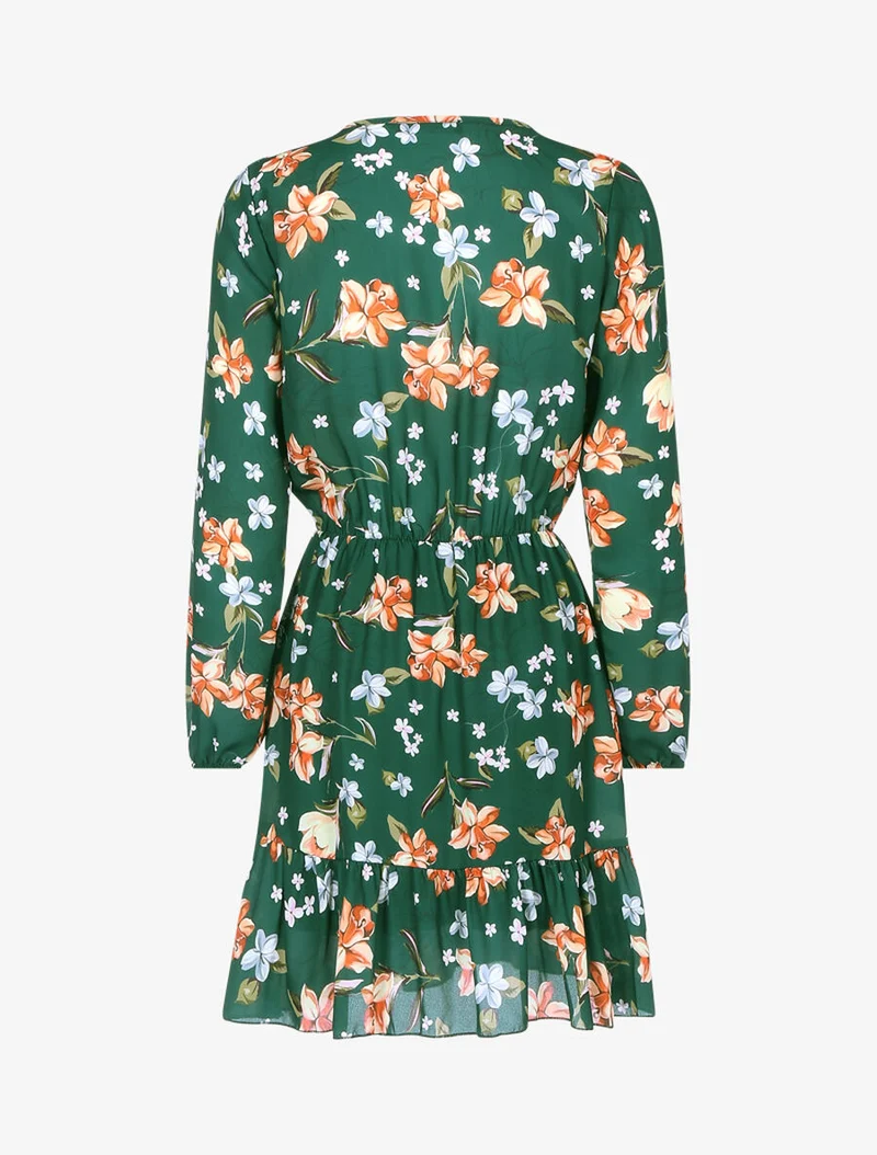 Robe fleurie à buste ajouré - Vert