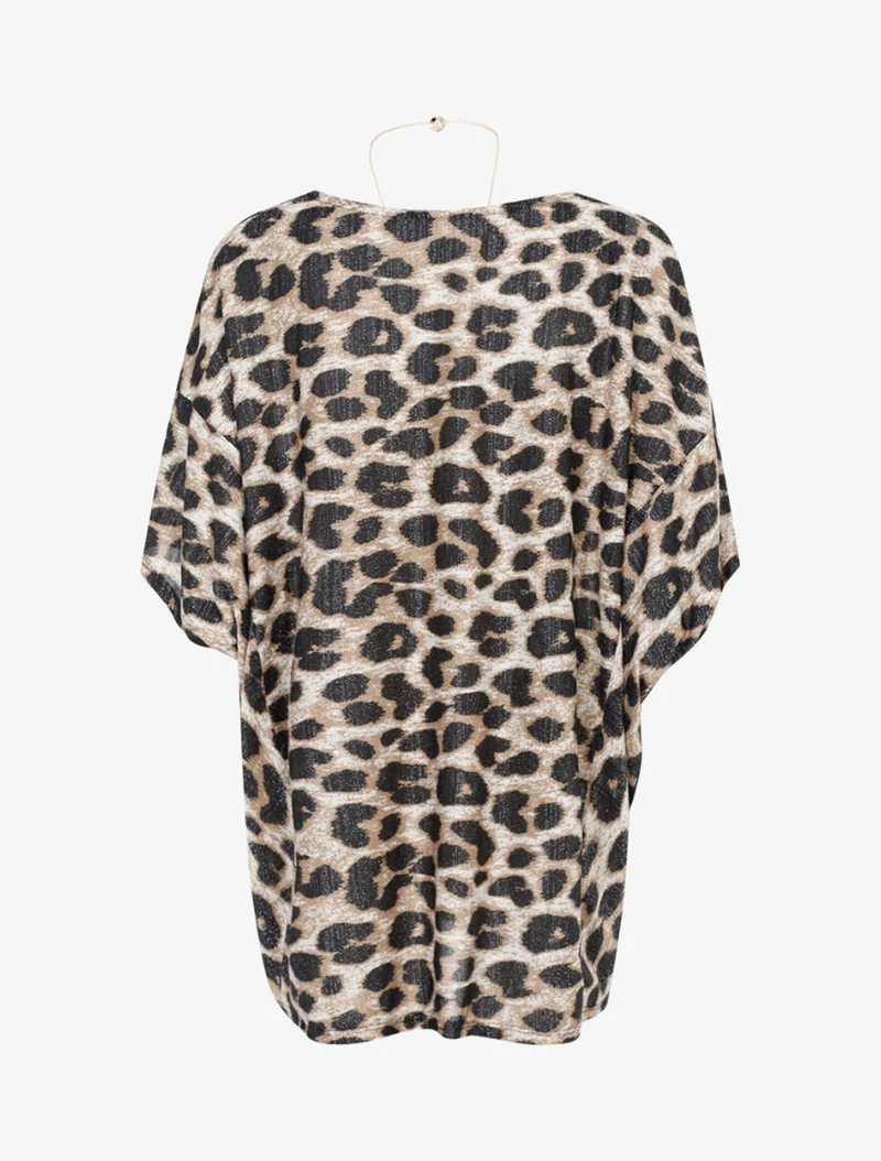 Top oversize imprimé rayé à sautoir - Beige