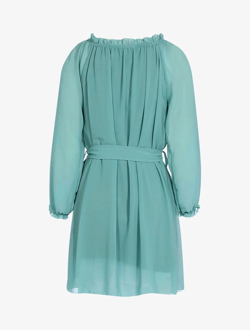 Robe en voile épaules ajourées - Turquoise