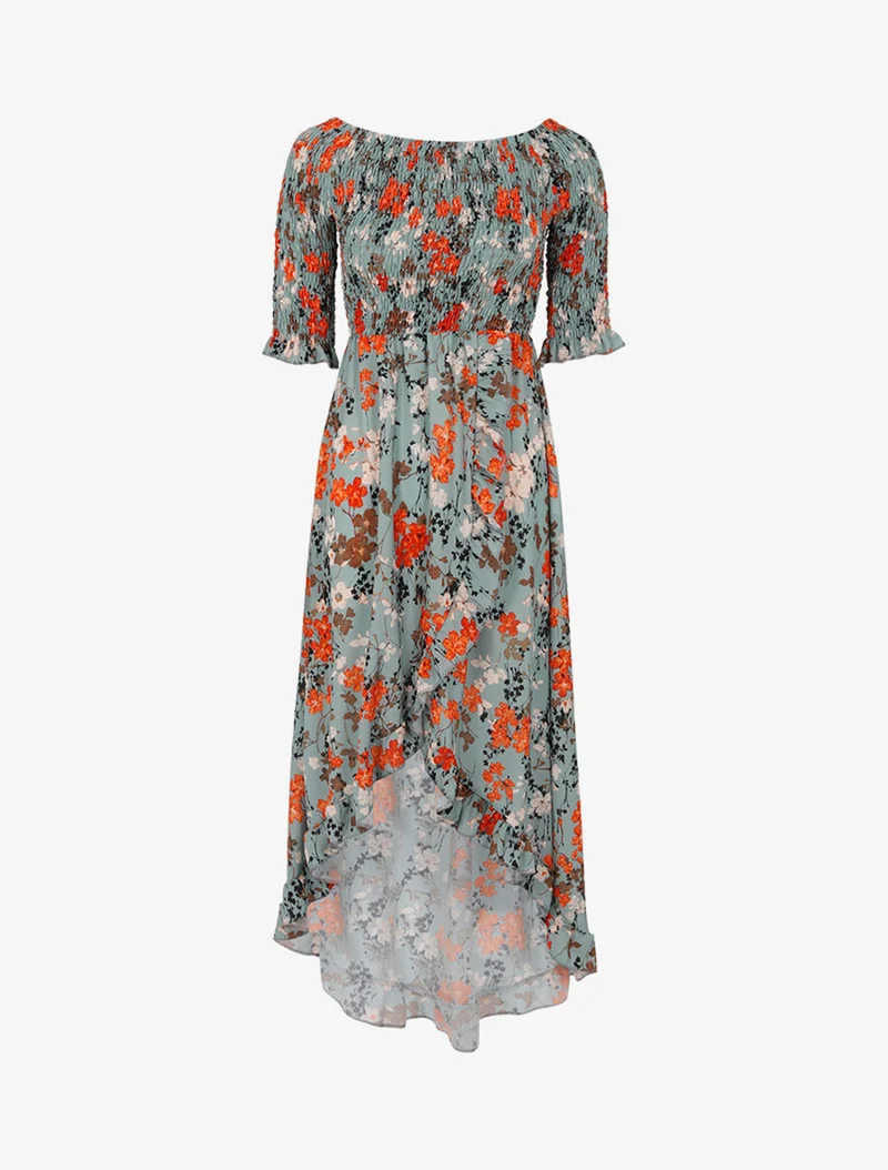 Robe portefeuille à basque asymétrique - Vert d'eau