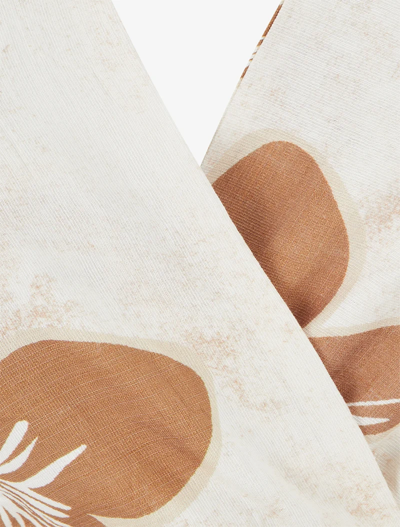 Robe mi-longue dos nu imprimé grandes fleurs - Terracotta