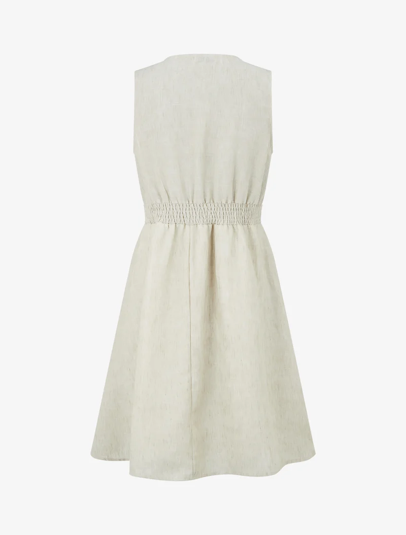 Robe mi-longue à bande brodée - Vert pâle