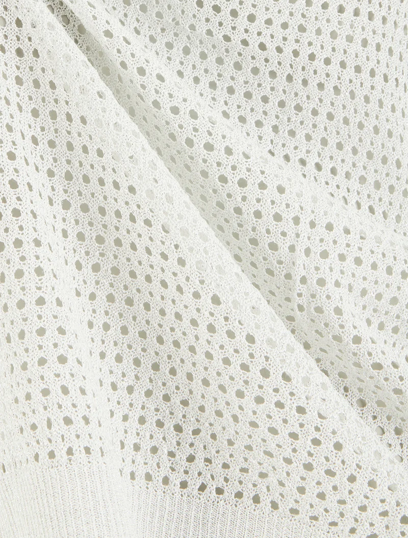 Top en maille fine ajouré et irisé - Blanc