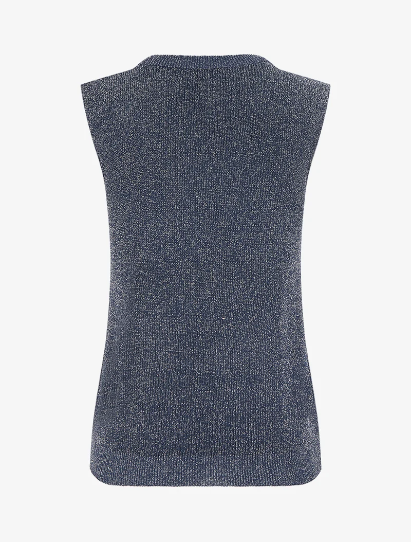 Top sans manches à maille fine irisée - Marine
