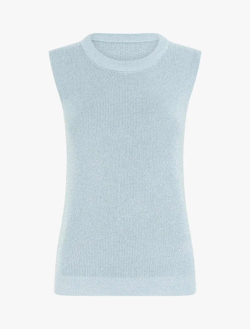 Top sans manches à maille fine irisée - Bleu ciel