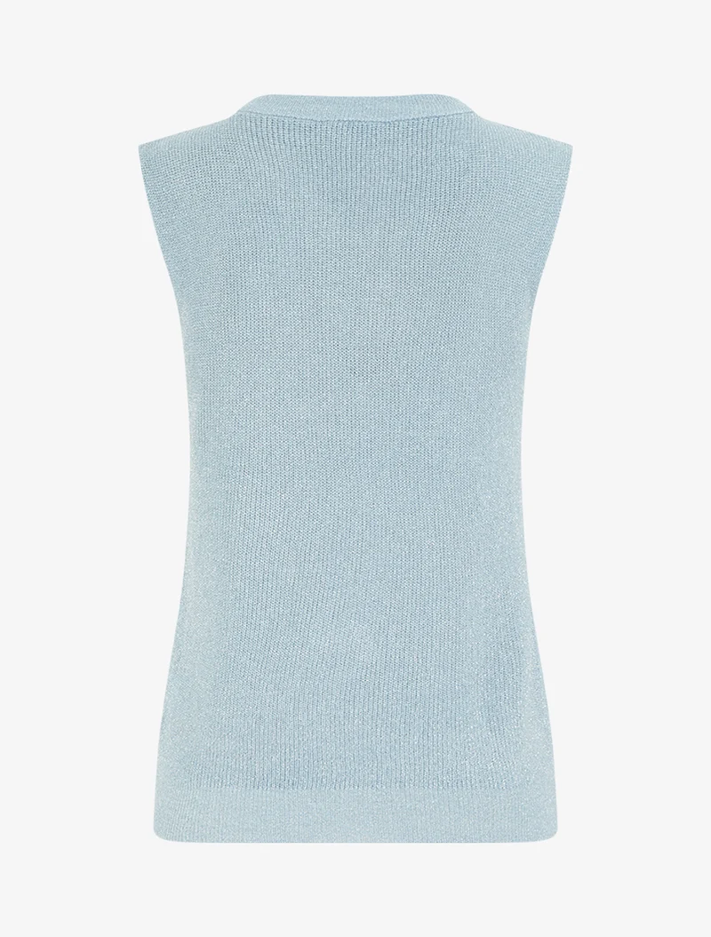Top sans manches à maille fine irisée - Bleu ciel