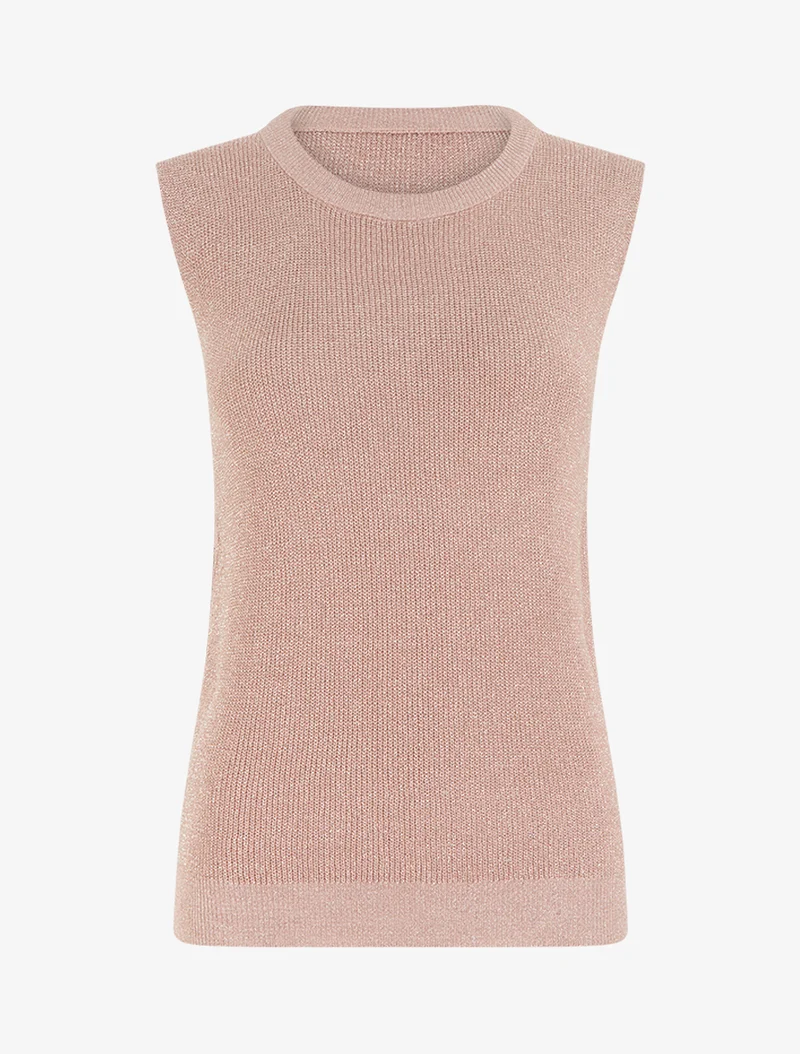 Top sans manches à maille fine irisée - Rose